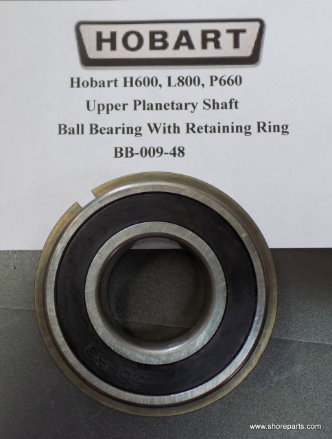 Hobart H600,P660, L800 Mixer Upper Planetary Shaft Ball Bearing With Retaining Ring BB-009-48 